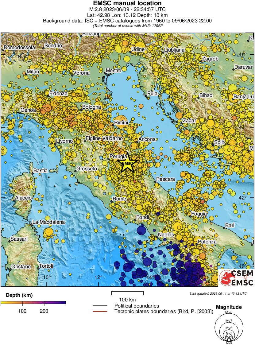 regional depth historical seismicity