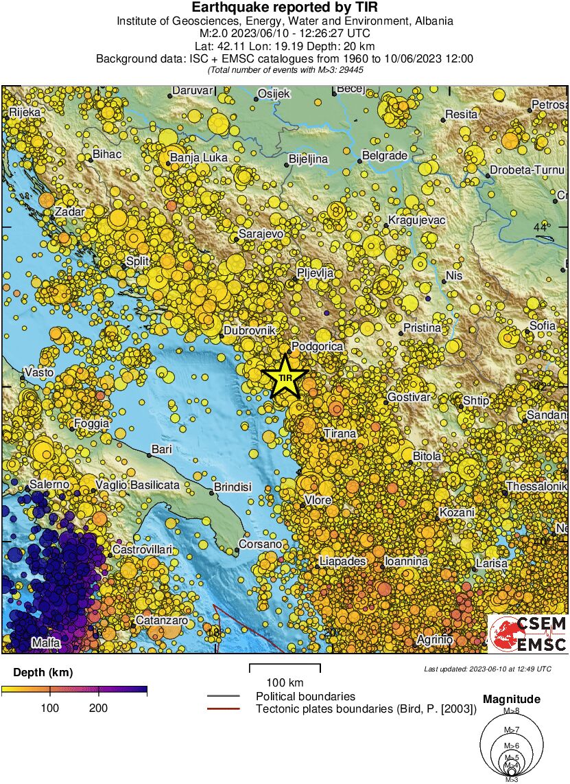 regional depth historical seismicity