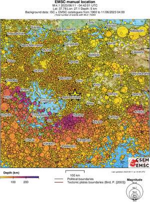 regional depth historical seismicity