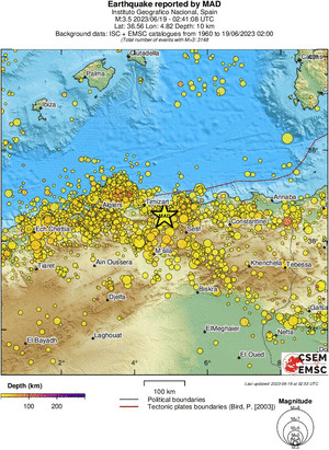 regional depth historical seismicity