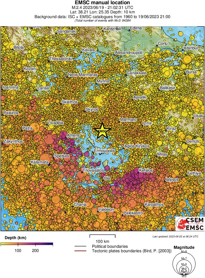regional depth historical seismicity