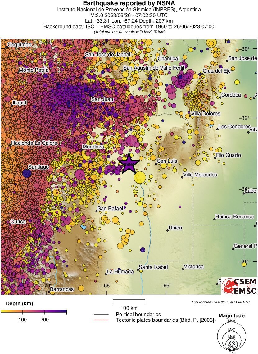 regional depth historical seismicity