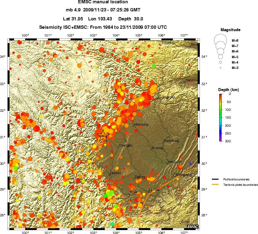 regional depth historical seismicity