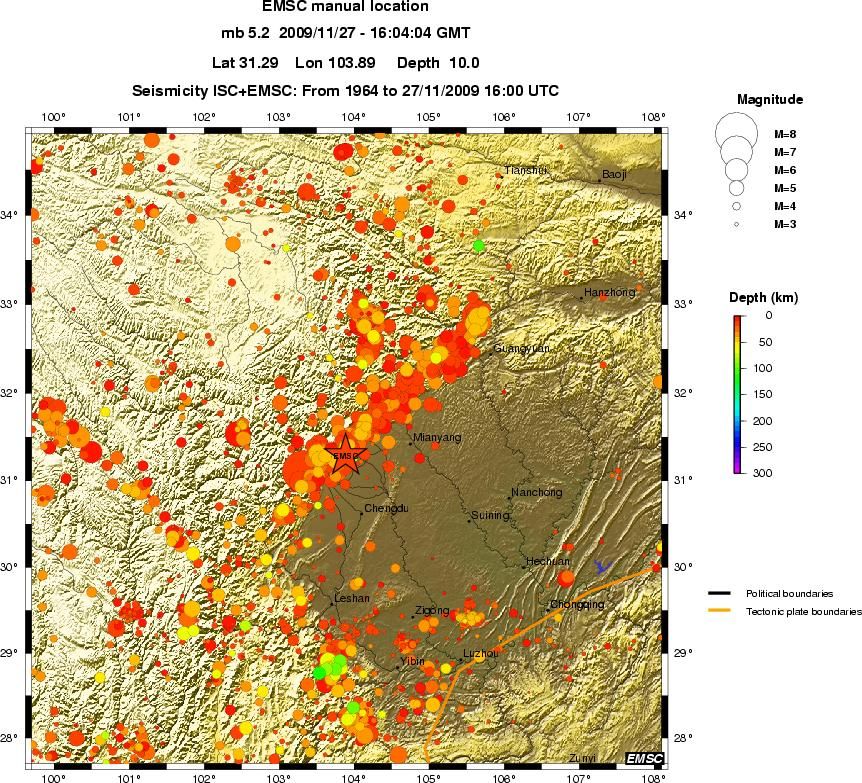 regional depth historical seismicity