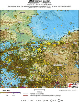 regional depth historical seismicity