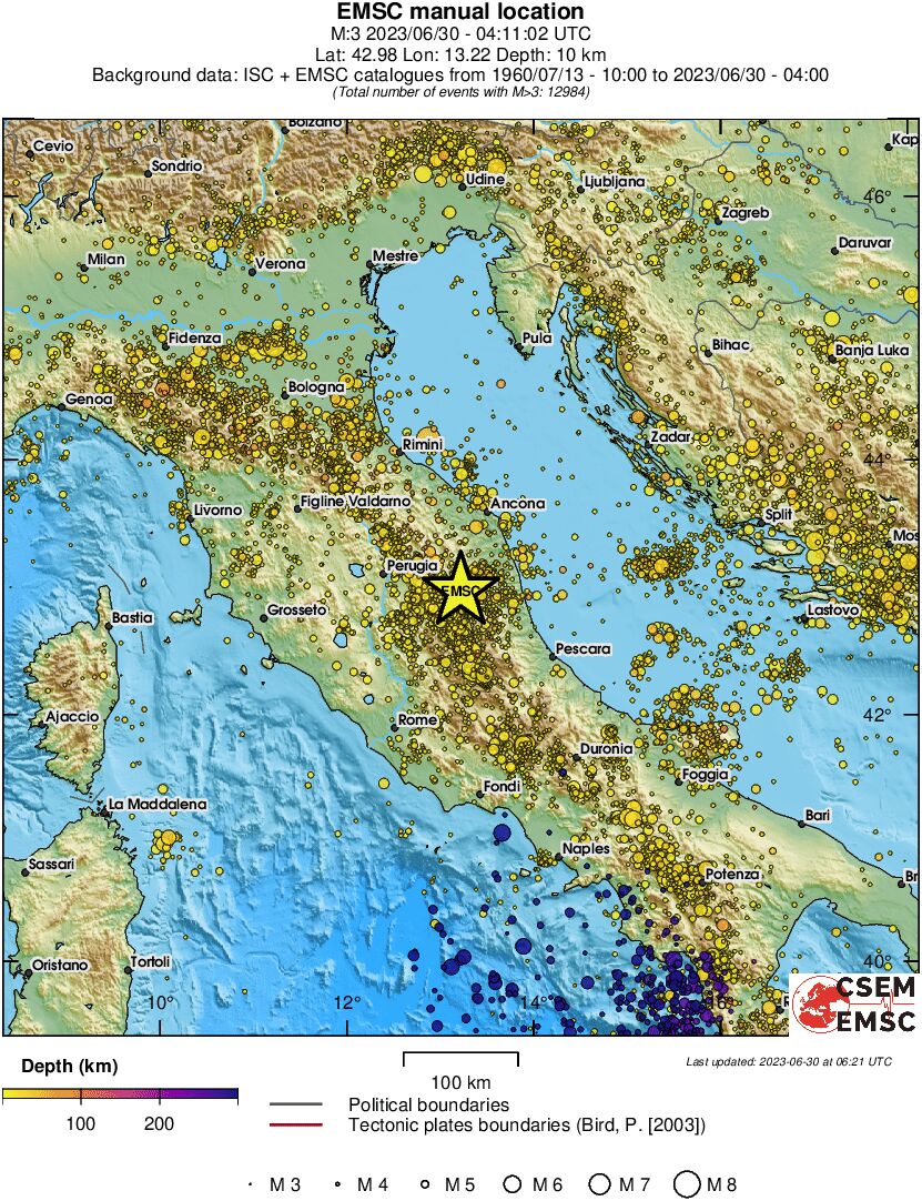 regional depth historical seismicity