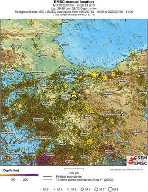 regional depth historical seismicity
