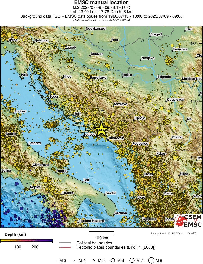 regional depth historical seismicity