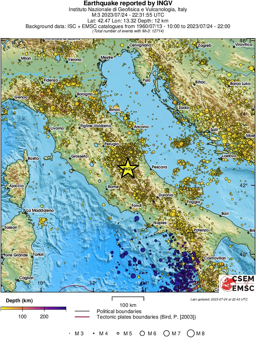 regional depth historical seismicity