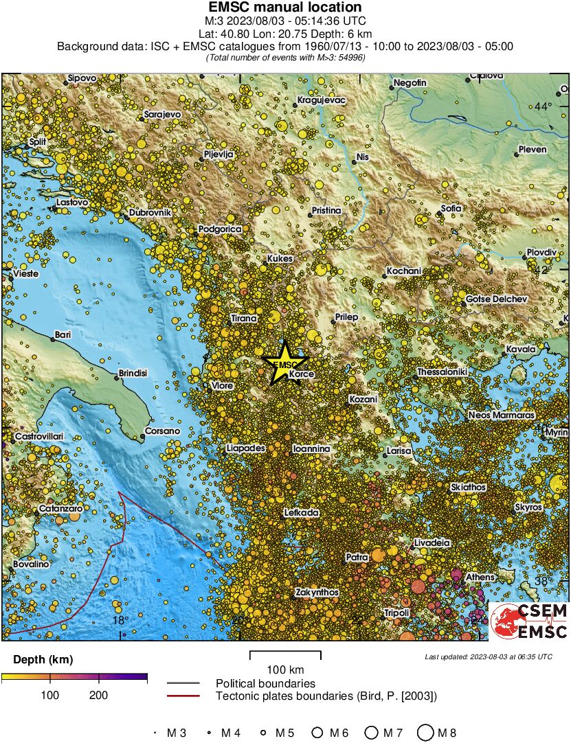 regional depth historical seismicity