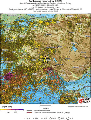 regional depth historical seismicity