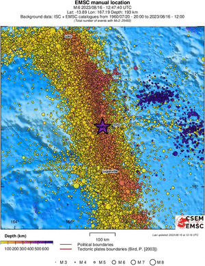 regional depth historical seismicity