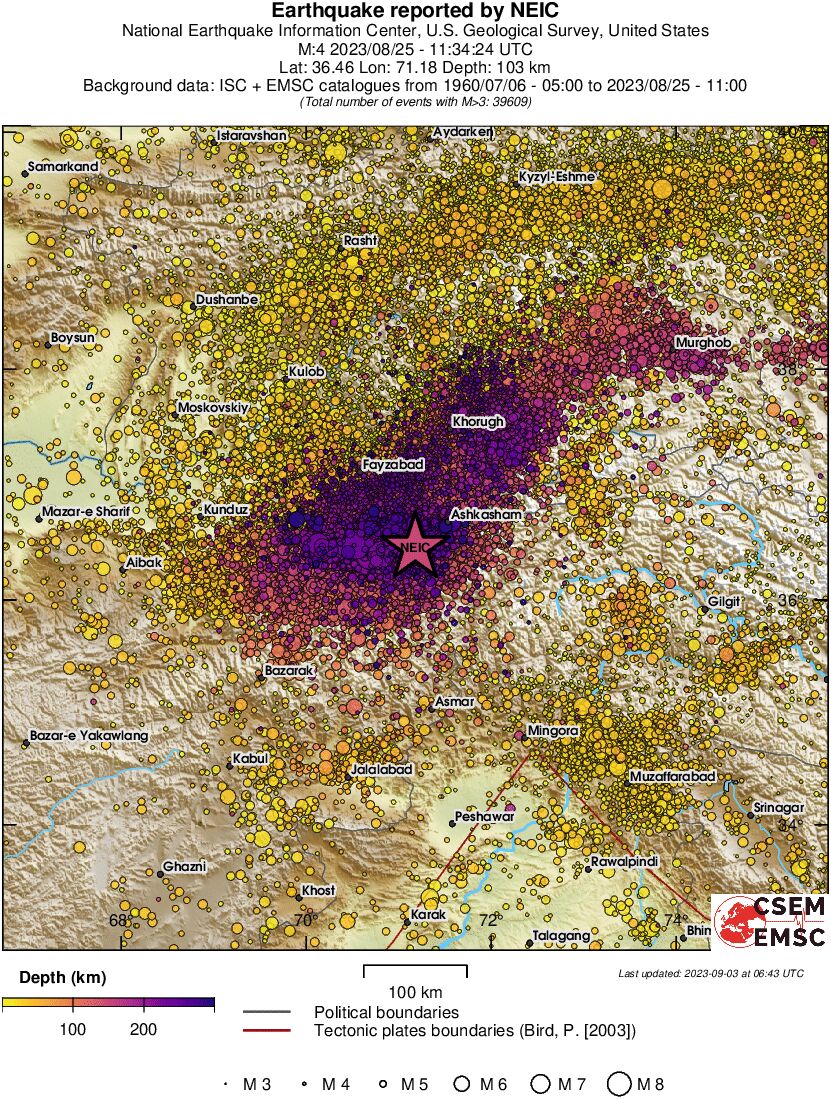 regional depth historical seismicity