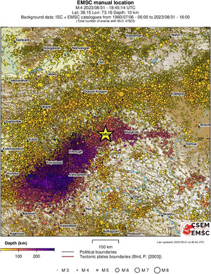 regional depth historical seismicity