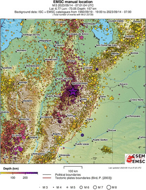 regional depth historical seismicity