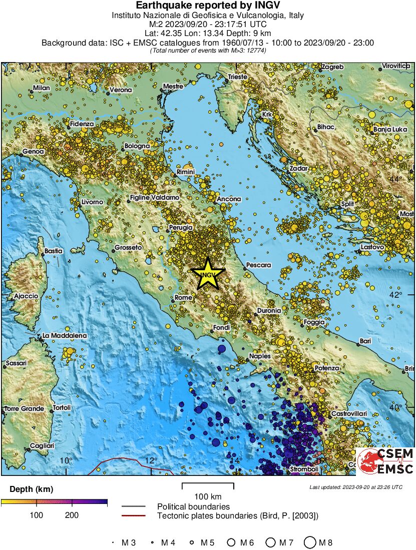 regional depth historical seismicity