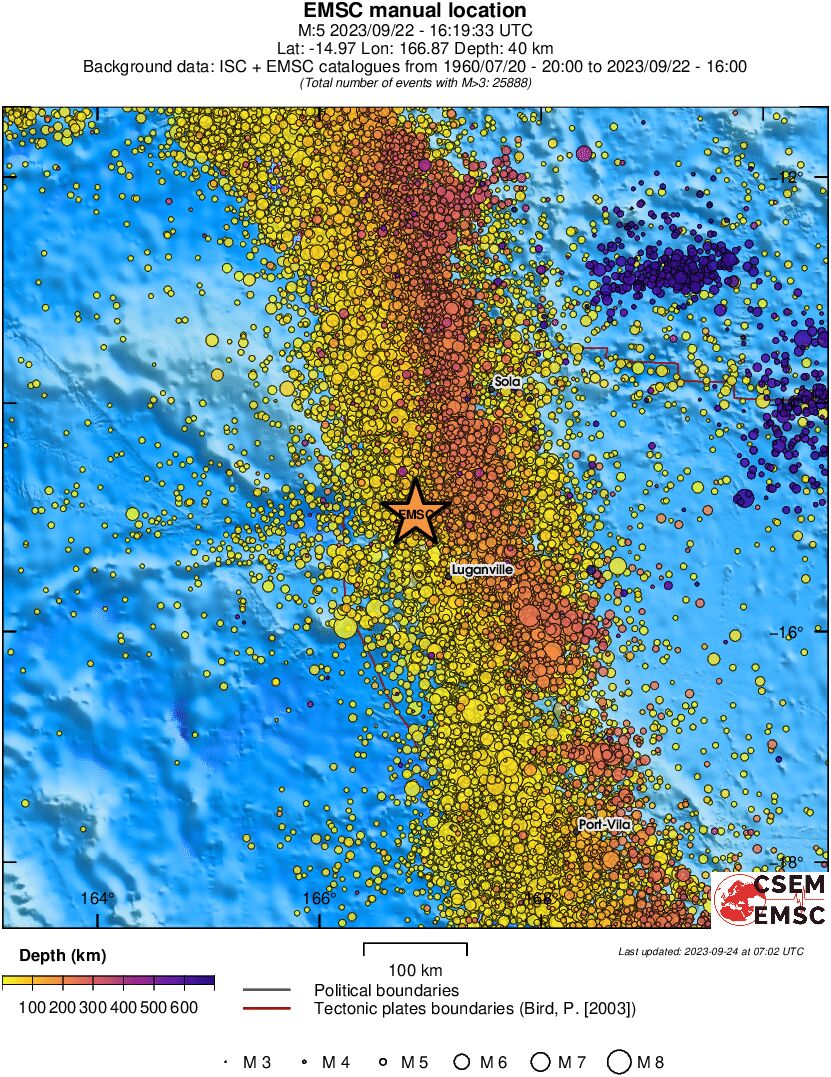 regional depth historical seismicity