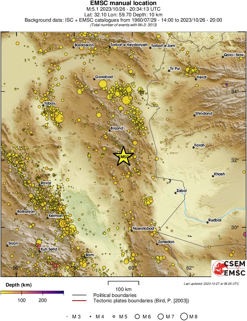 regional depth historical seismicity