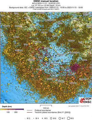 regional depth historical seismicity