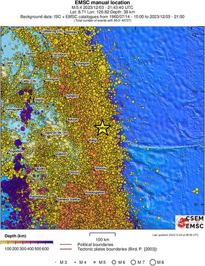 regional depth historical seismicity