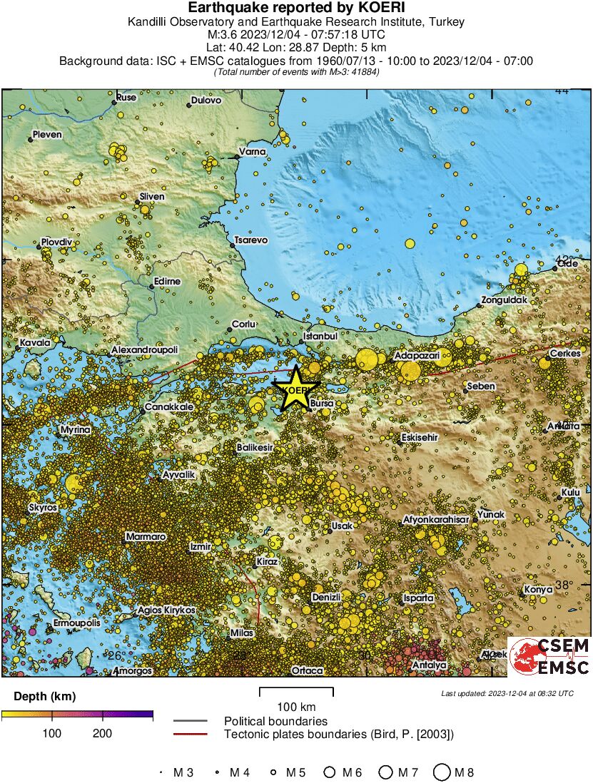 regional depth historical seismicity