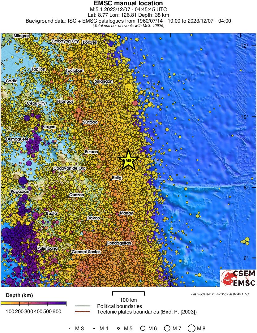 regional depth historical seismicity