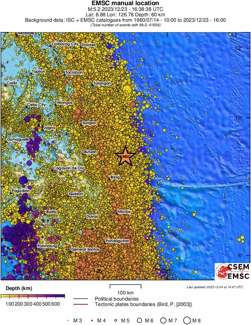 regional depth historical seismicity