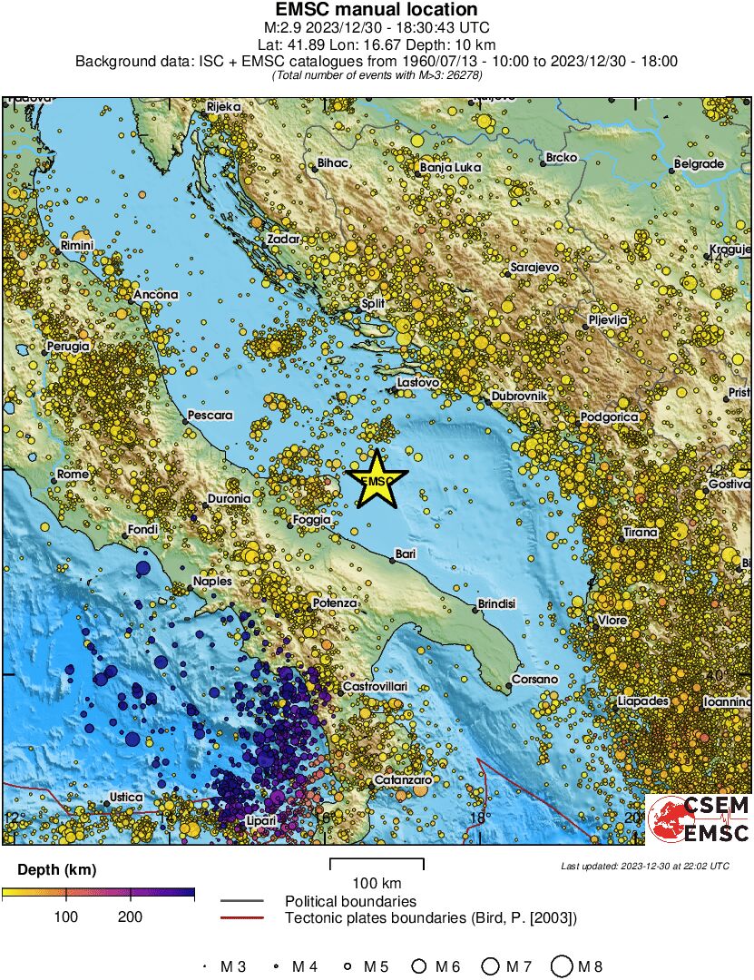 regional depth historical seismicity