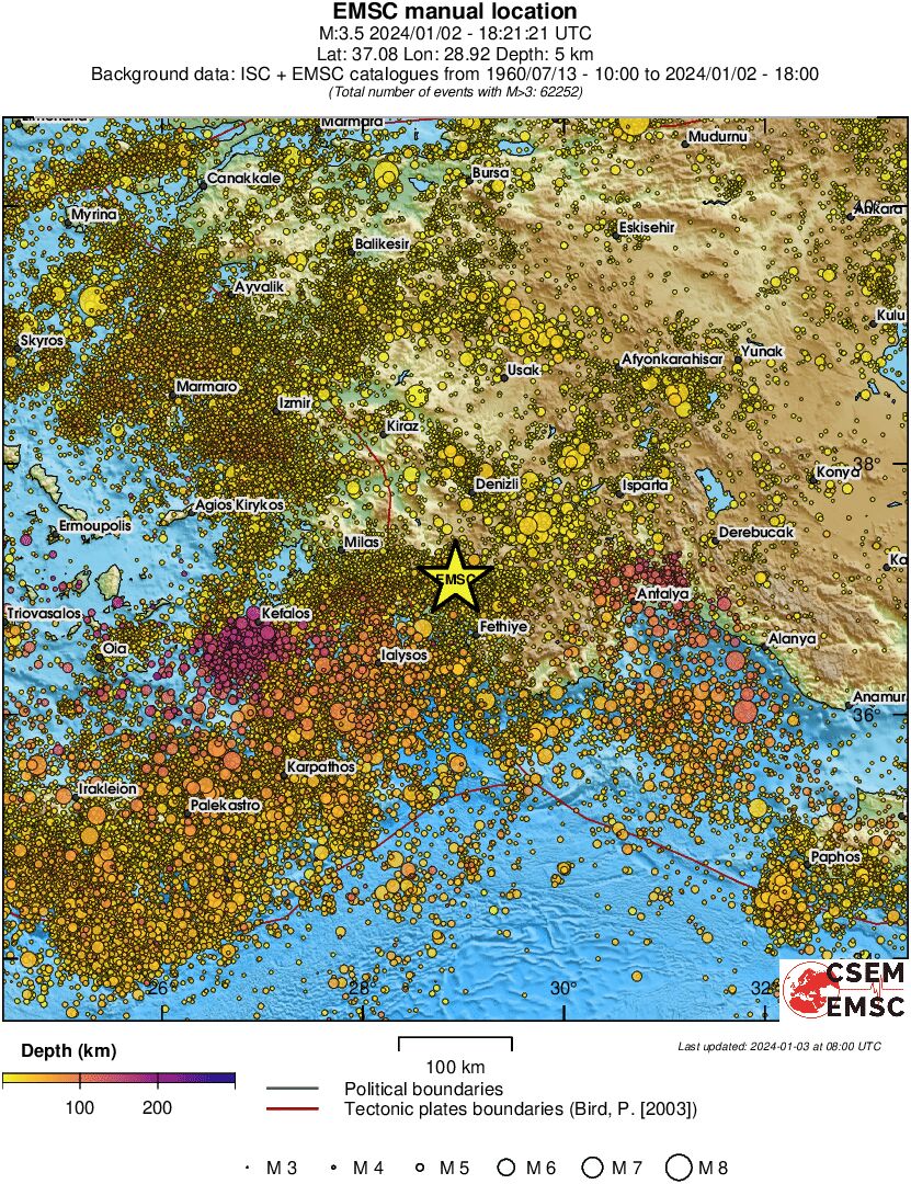regional depth historical seismicity