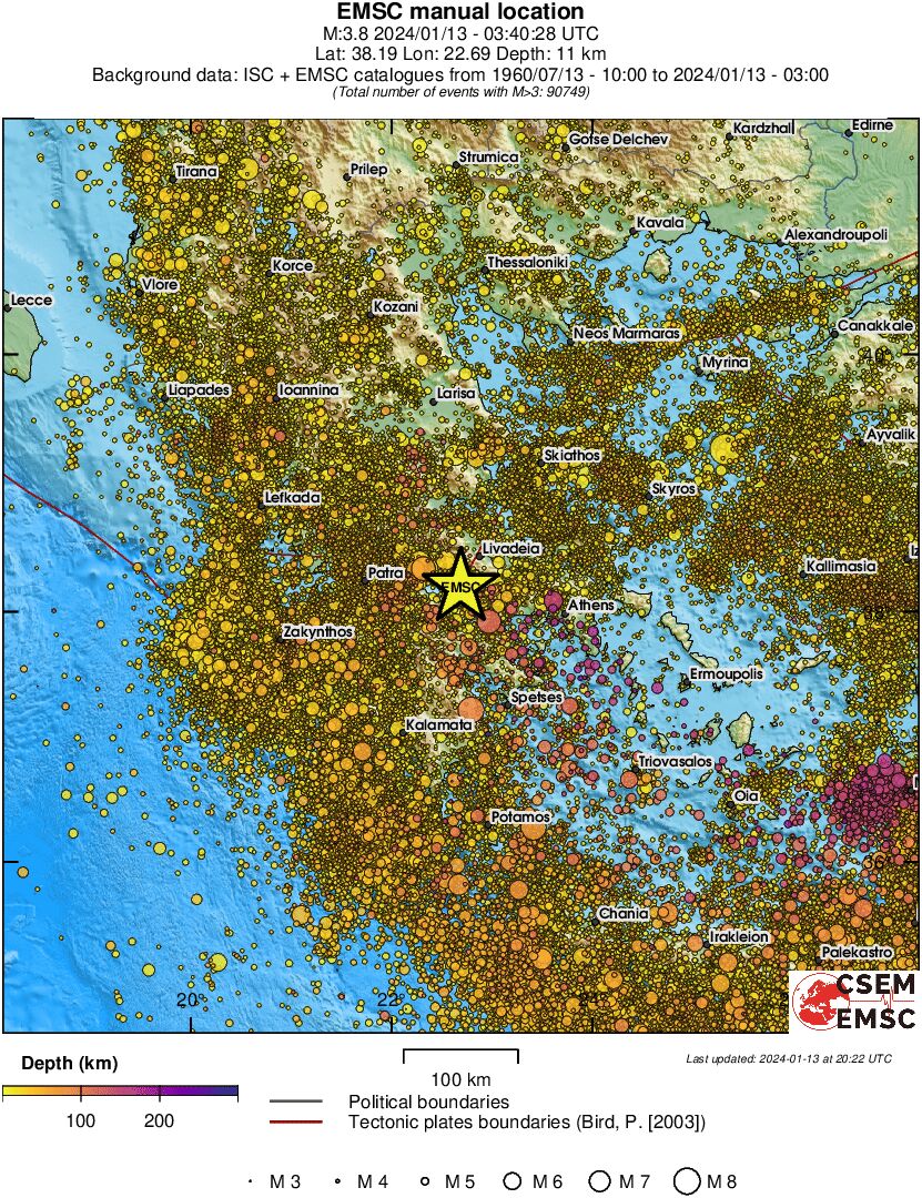 regional depth historical seismicity