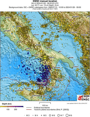 regional depth historical seismicity