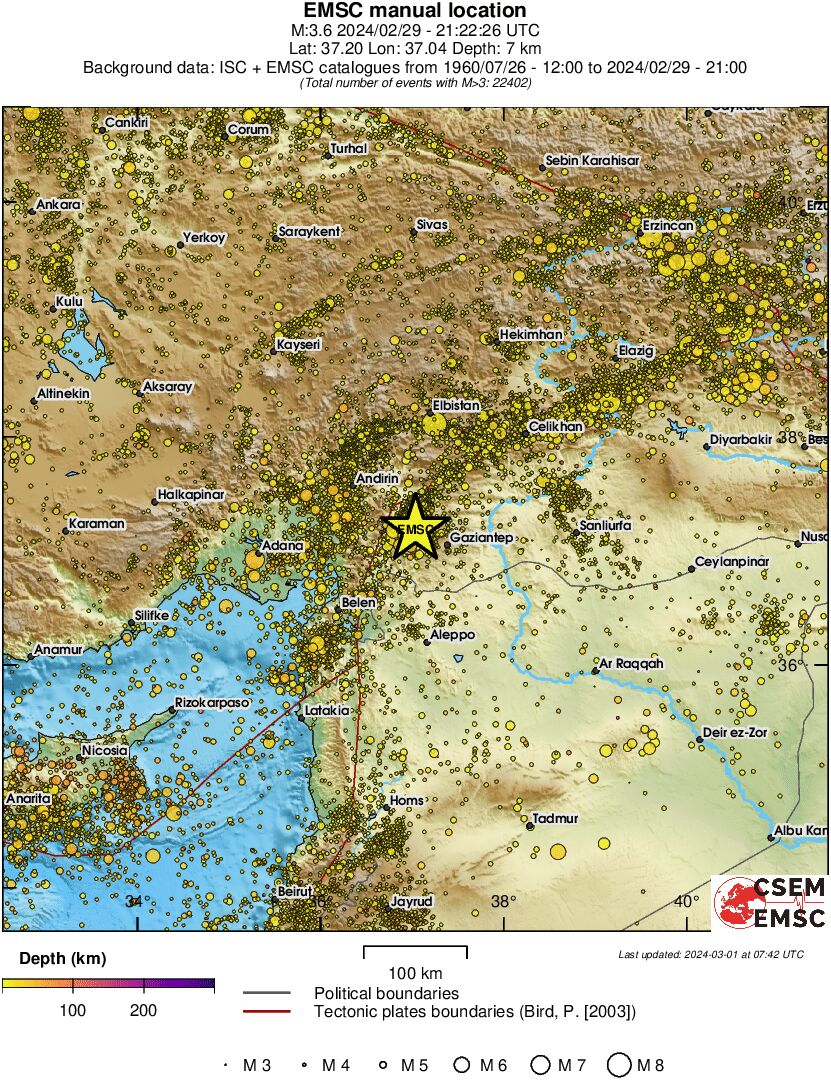 regional depth historical seismicity