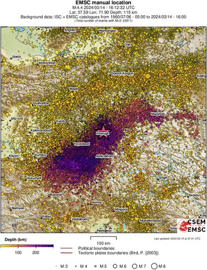 regional depth historical seismicity