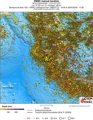 regional depth historical seismicity