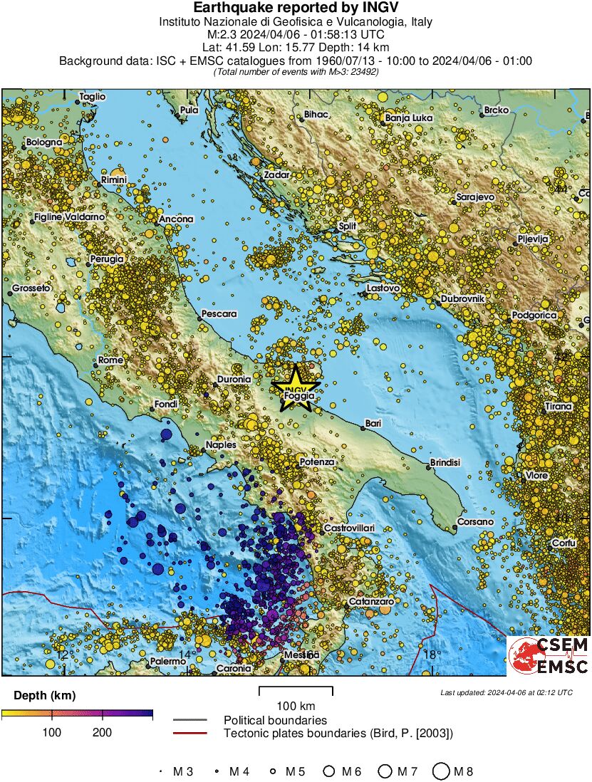 regional depth historical seismicity