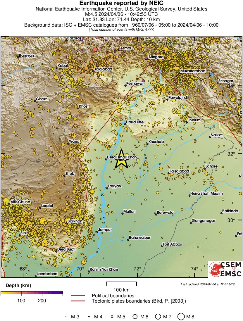 regional depth historical seismicity