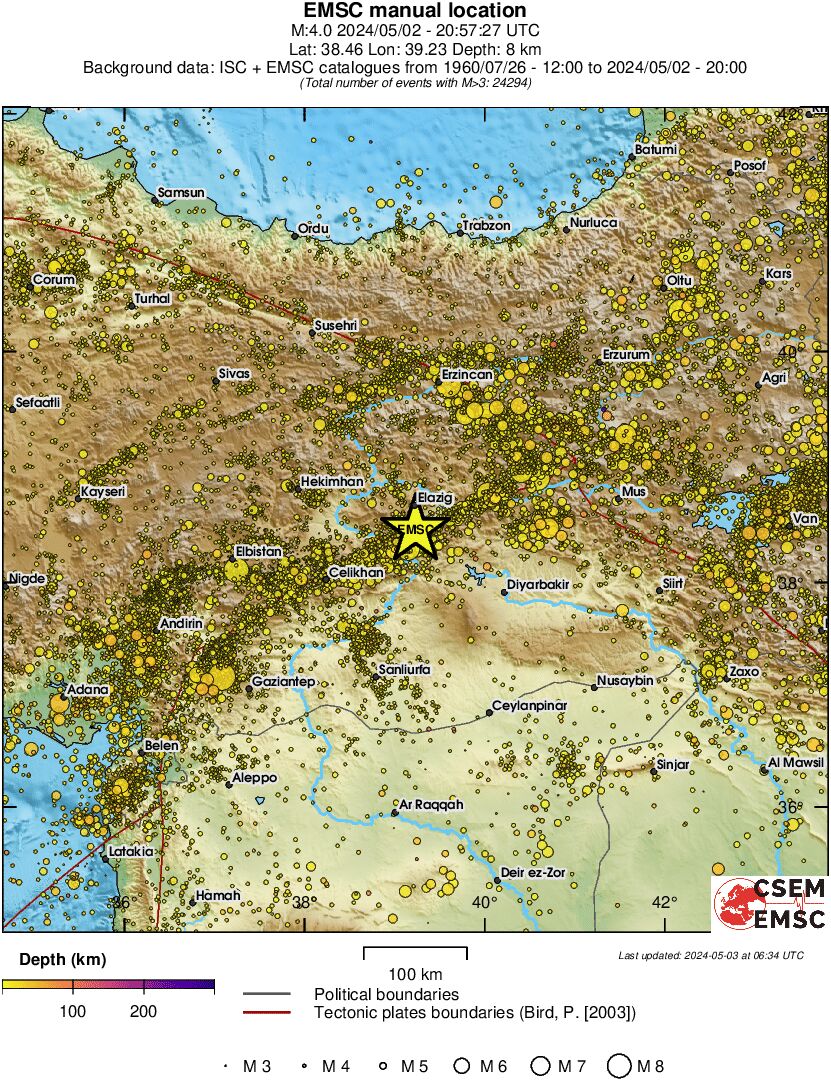 regional depth historical seismicity