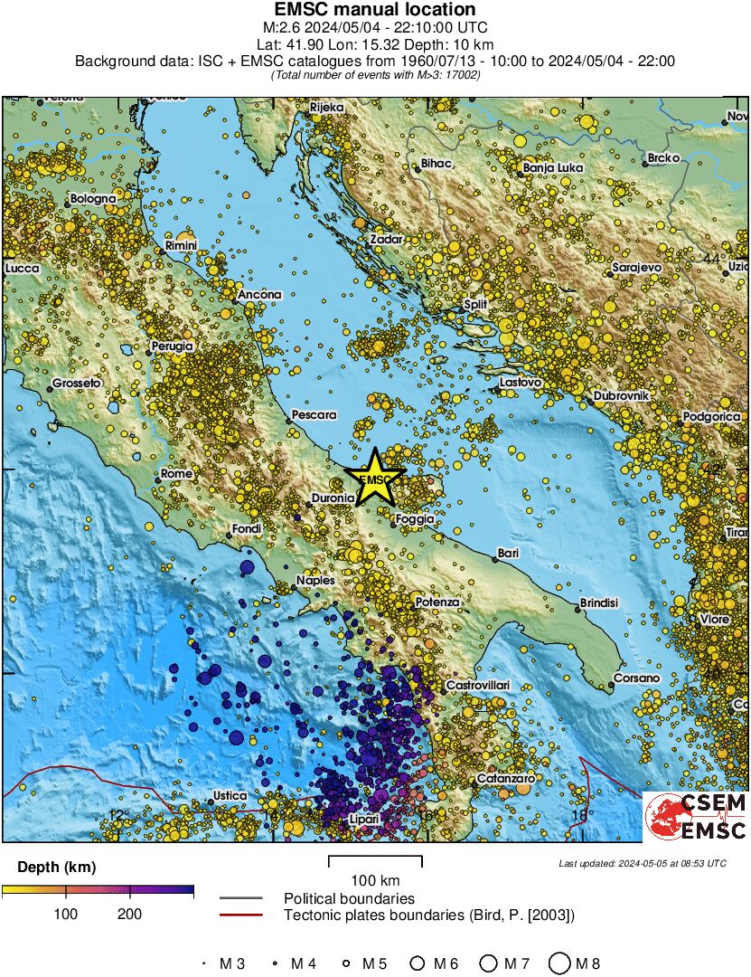 regional depth historical seismicity