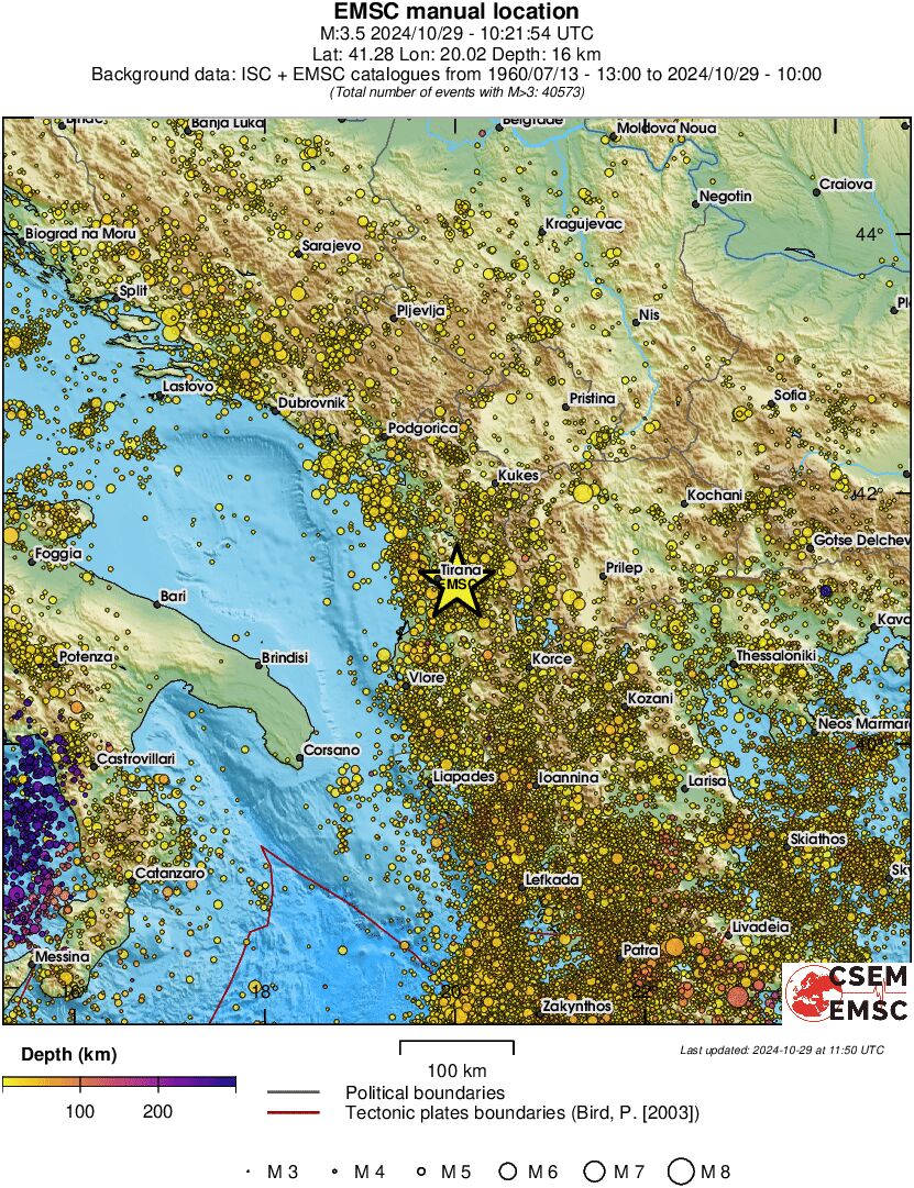 regional depth historical seismicity