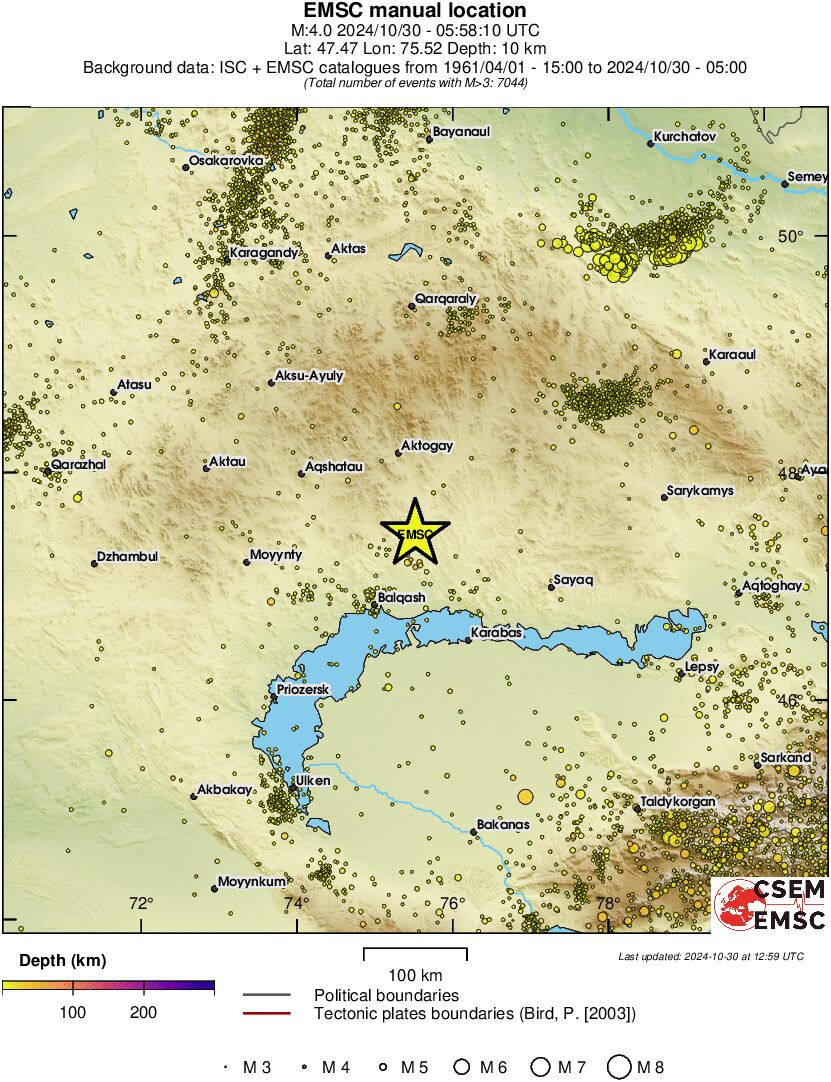regional depth historical seismicity