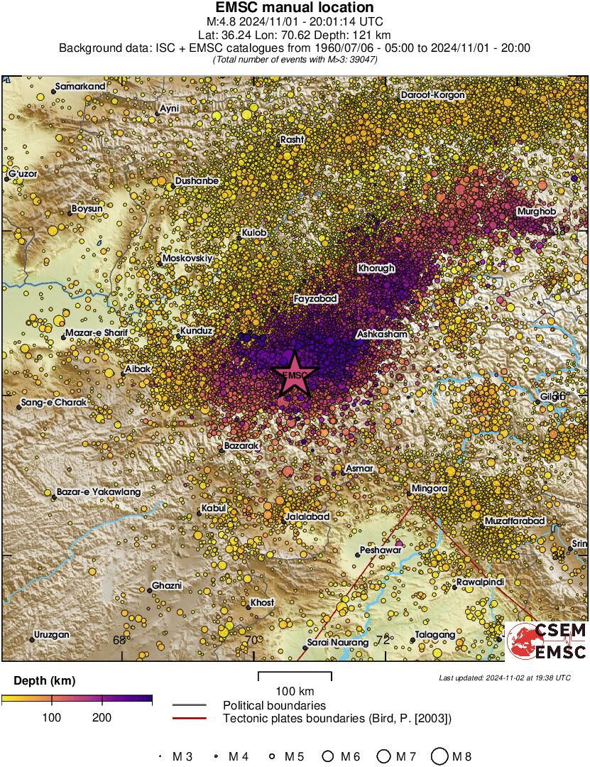regional depth historical seismicity