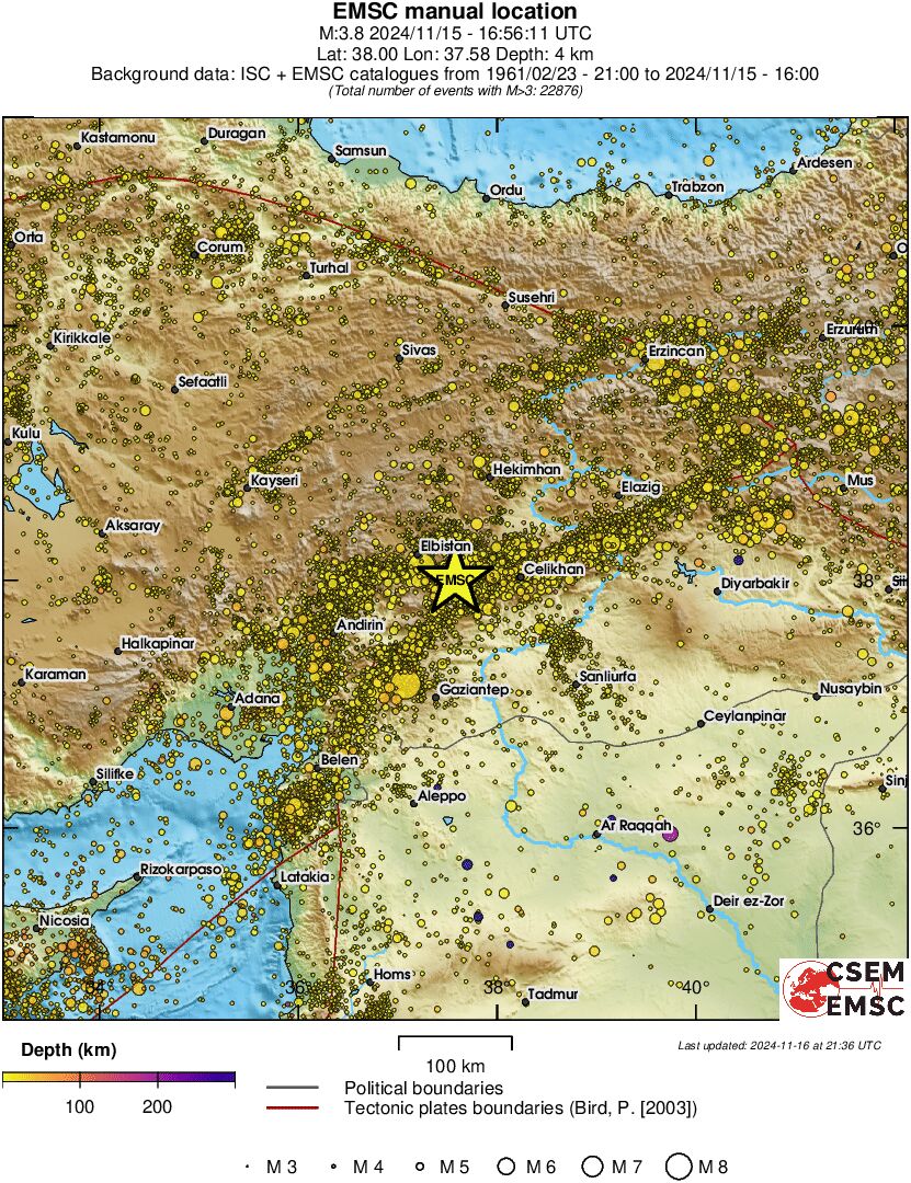 regional depth historical seismicity