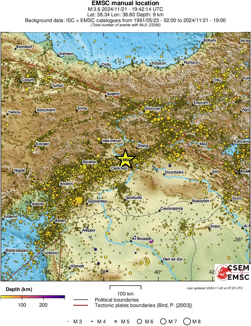 regional depth historical seismicity