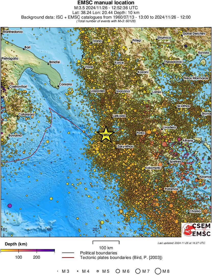 regional depth historical seismicity
