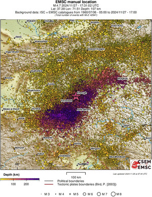 regional depth historical seismicity