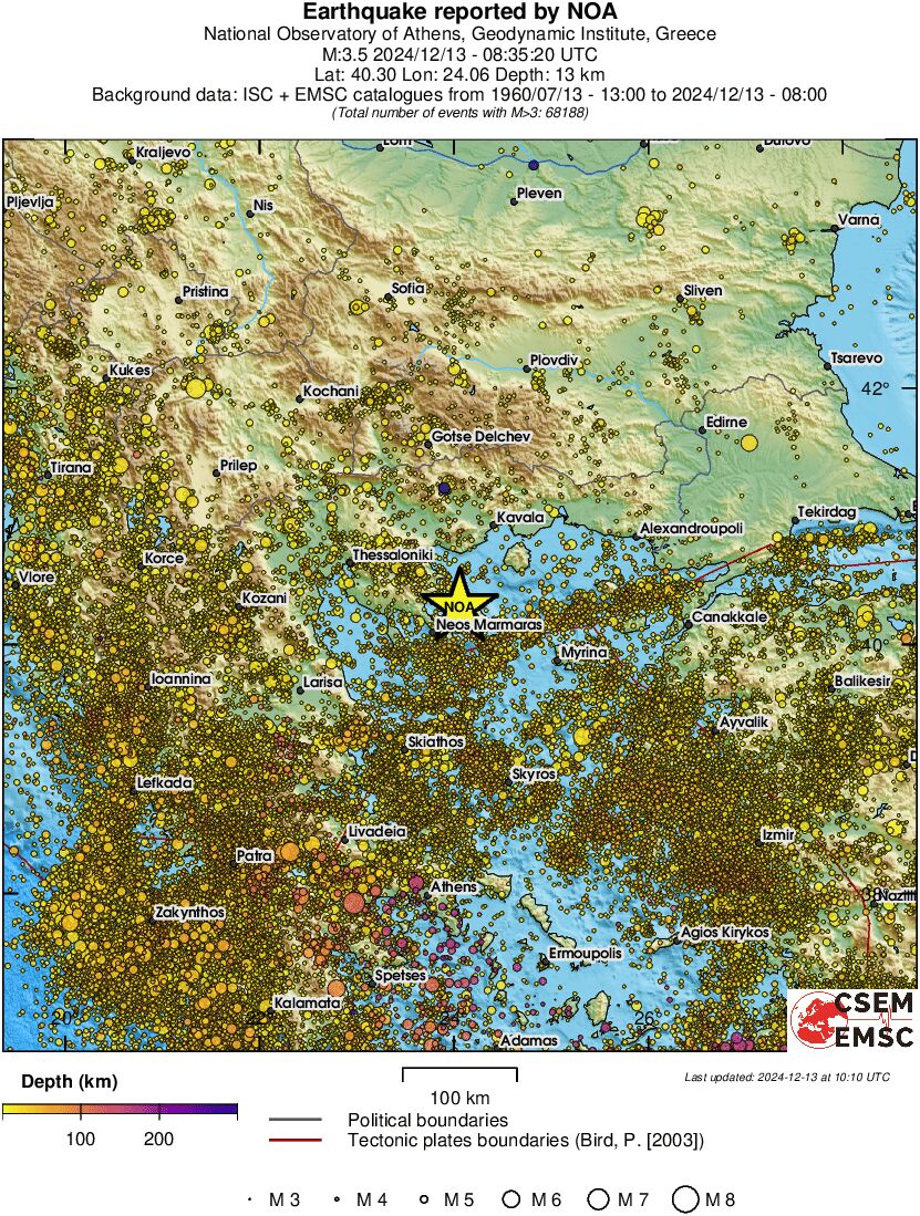 regional depth historical seismicity