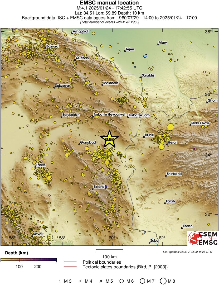 regional depth historical seismicity