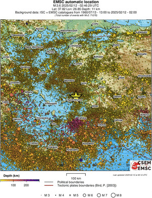 regional depth historical seismicity