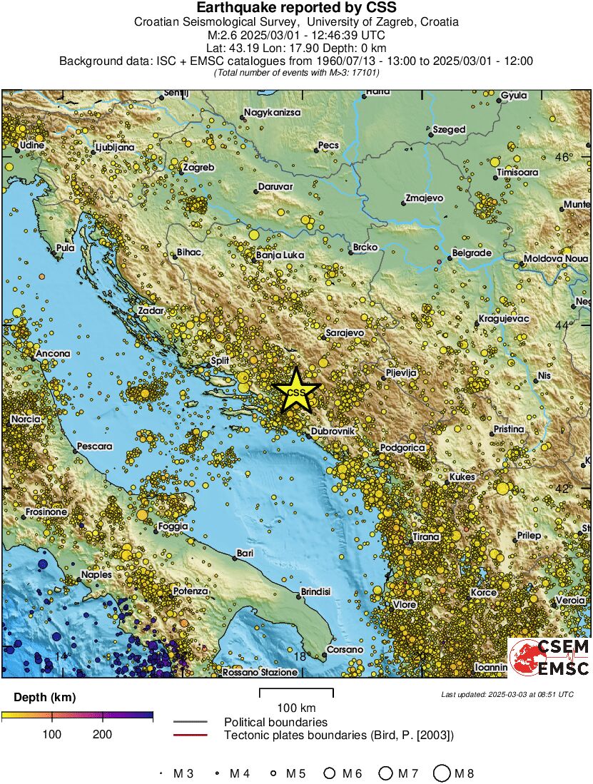 regional depth historical seismicity