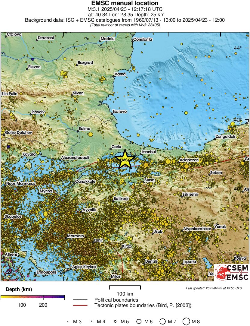 regional depth historical seismicity